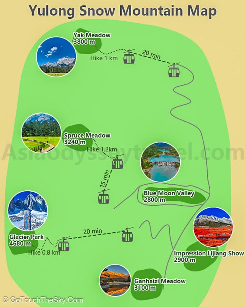 แผนผังเส้นทางรถบัสเวียนและจุดท่องเที่ยวภายในอุทยาน