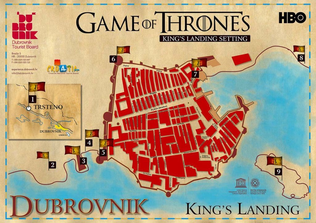 แผนที่จุดถ่ายทำ Game of Thrones
