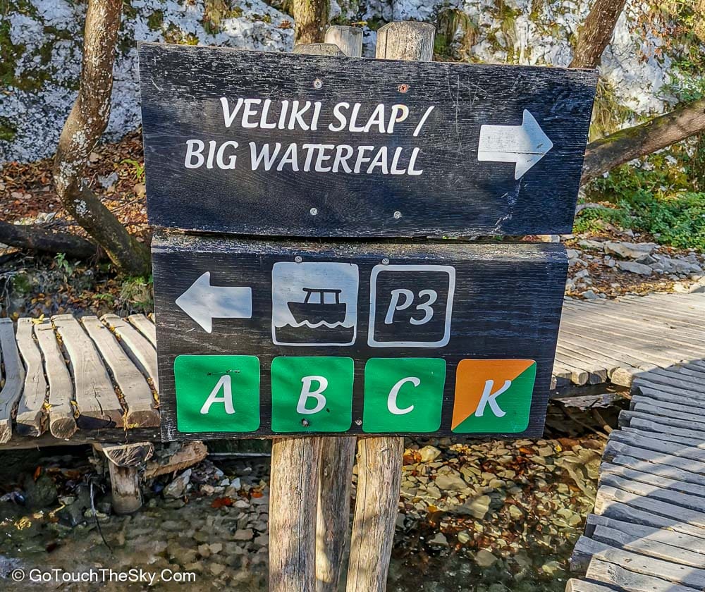ป้ายทางแยกสู่ Veliki Slap