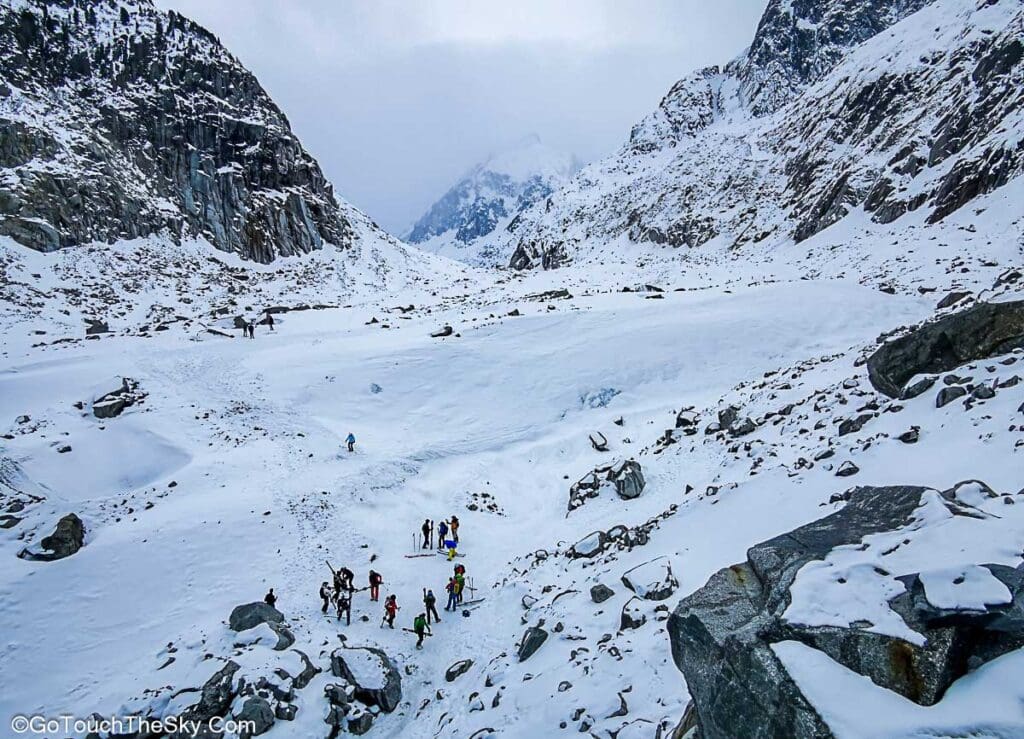 วิวกว้างธารน้ำแข็ง Mer de Glace