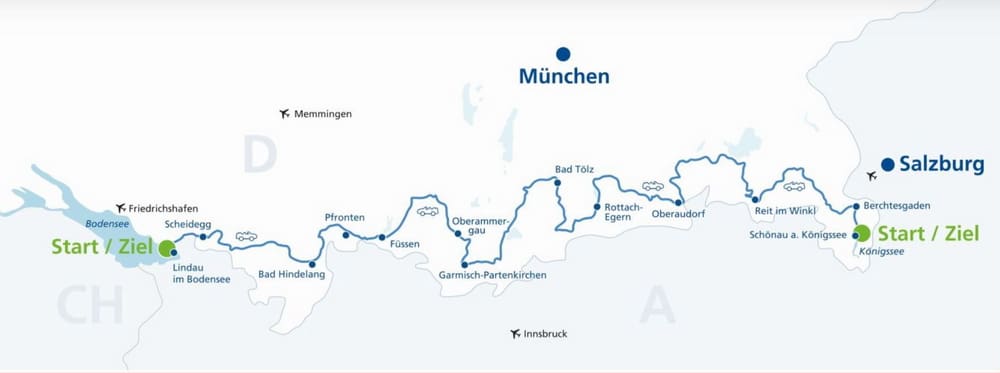 แผนที่ German Alpine Road