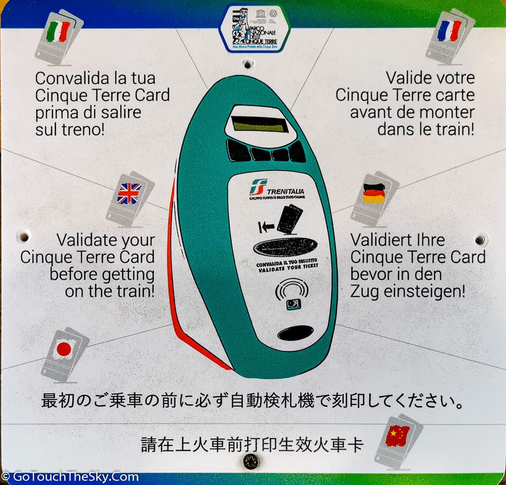เครื่อง Validate ตั๋วรถไฟ Cinque Terre
