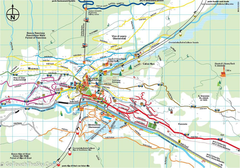 แผนที่เส้นทางเดินเมือง Ortisei
