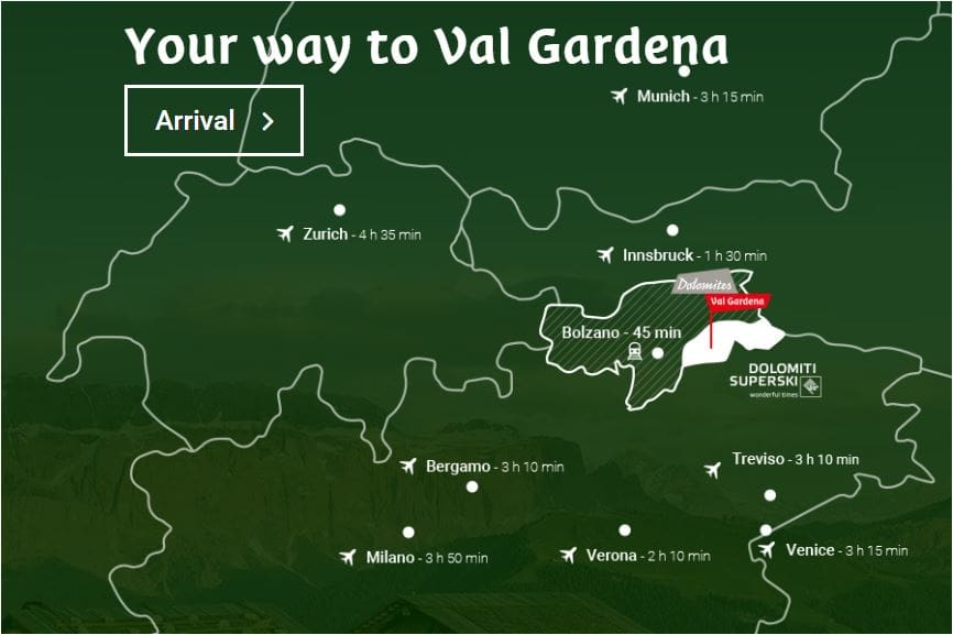 แผนที่หุบเขา Val Gardena