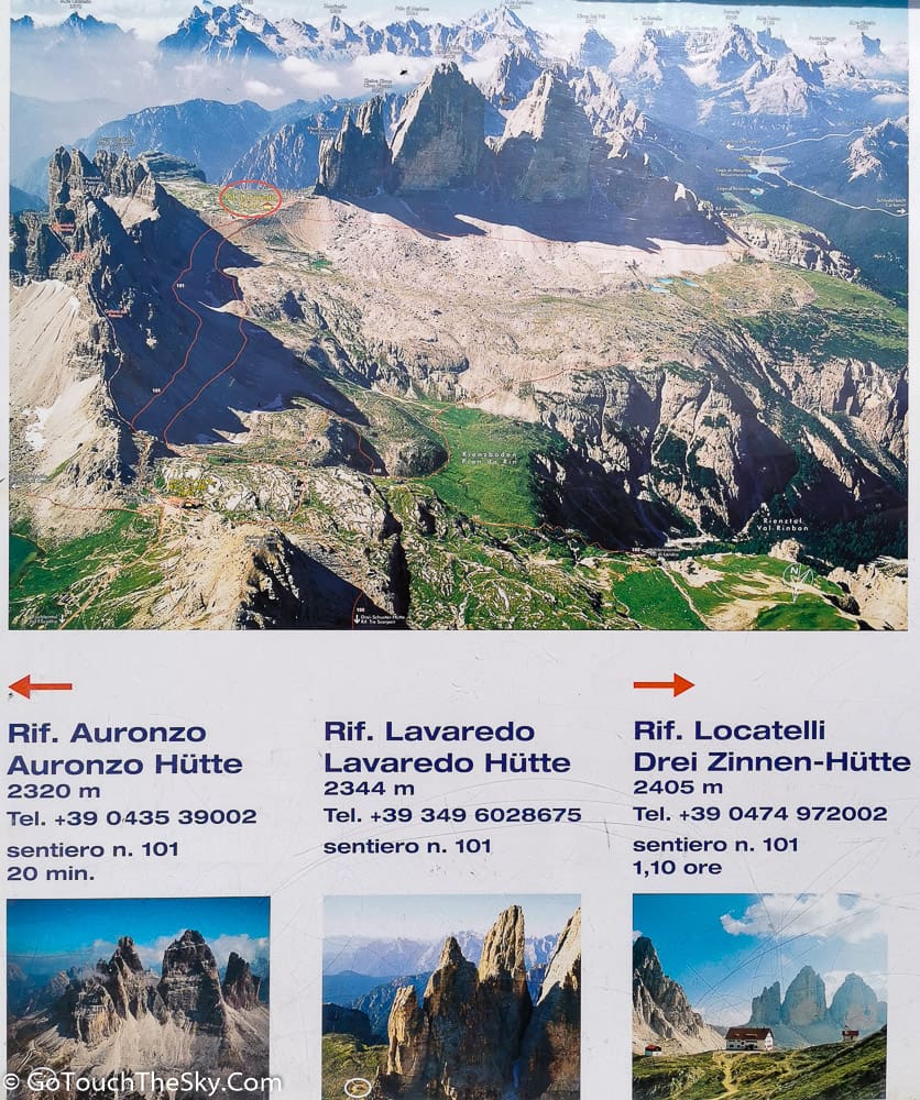 วิวเทือกเขาจาก Rifugio Lavaredo