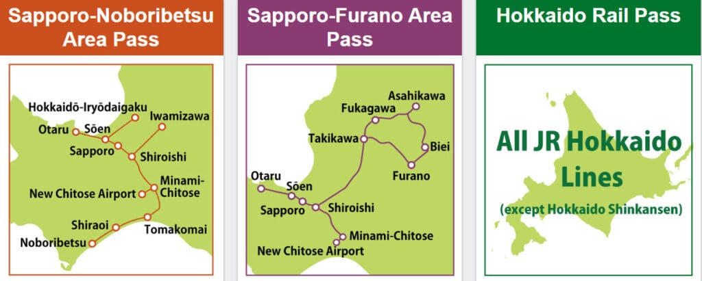 Hokkaido Area Pass แผนที่เส้นทาง