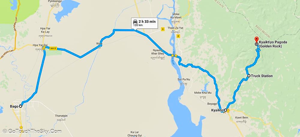 แผนที่เส้นทางสู่พระธาตุอินทร์แขวน