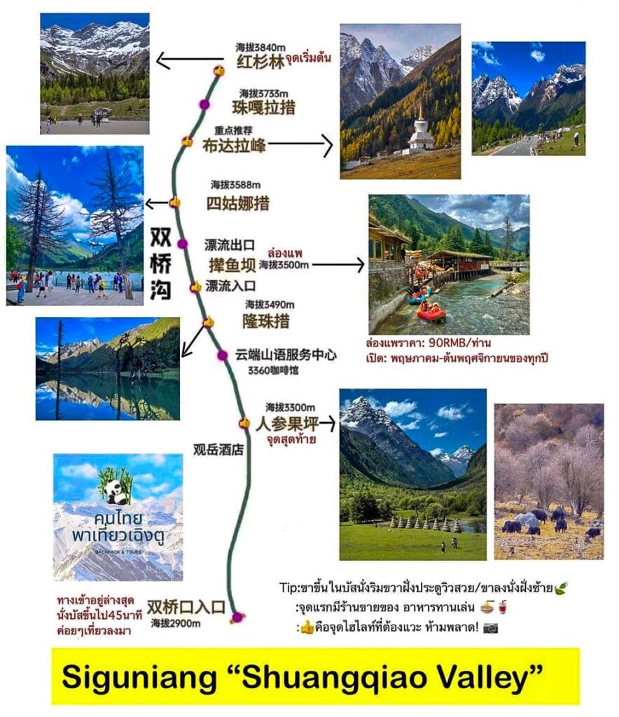 แผนที่เส้นทางรถบัสและจุดจอดในชวงเฉียวโกว