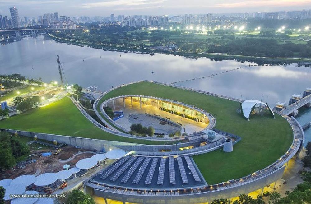 เขื่อน Marina Barrage มุมสูง