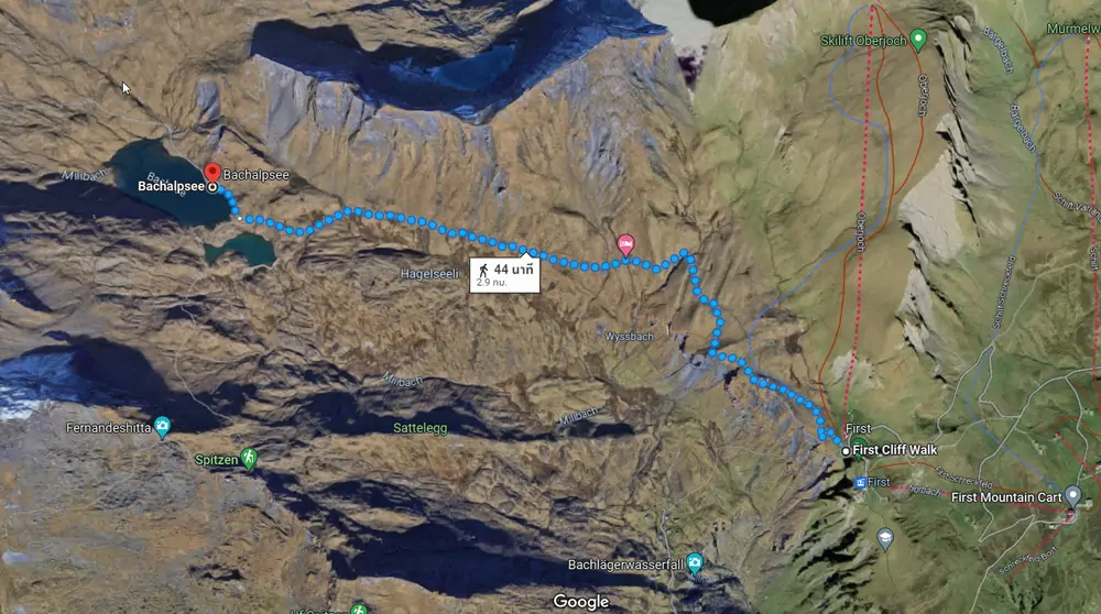 แผนที่เส้นทางทะเลสาบ Bachalpsee