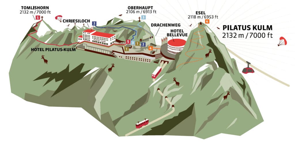 แผนที่ยอดเขาพิลาตุส Pilatus Kulm