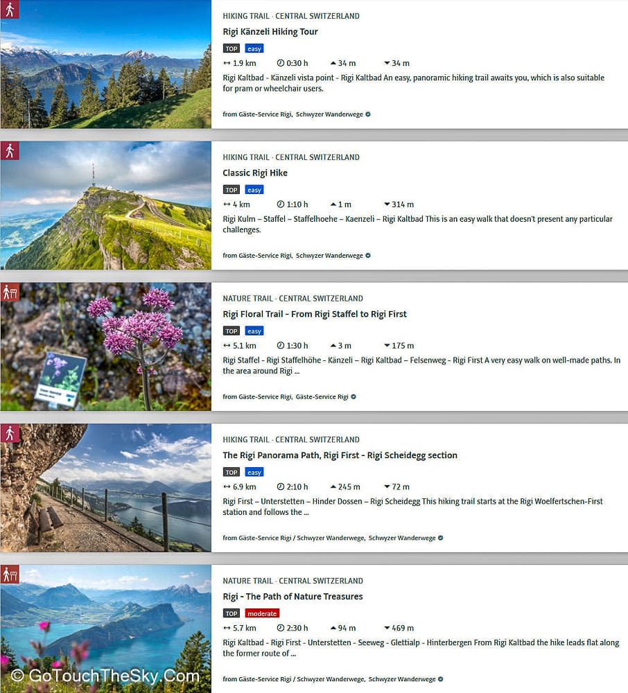 เส้นทาง Hiking บนยอดเขา Rigi Kulm